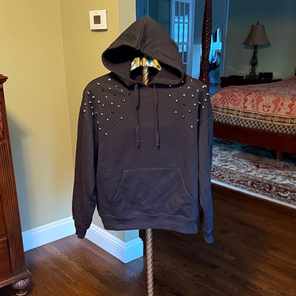 Men's Black Studded Hoodie